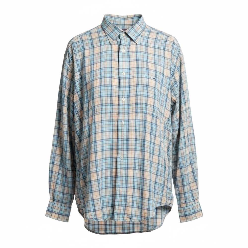 Vineyard Vines blue plaid cotton button down, XL